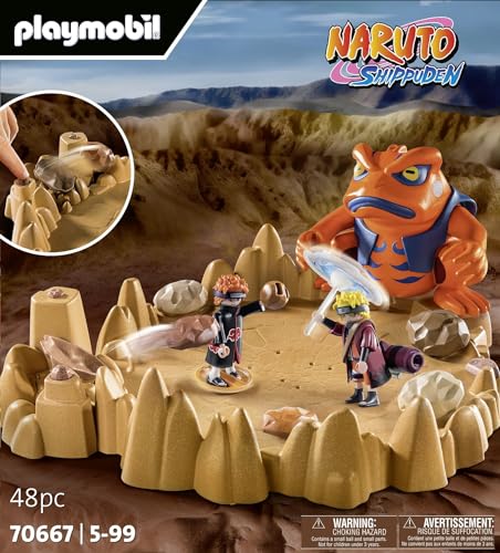 PLAYMOBIL Naruto Shippuden 70667 Naruto vs Pain, Emozionante battaglia con una base a forma di cratere e il rospo gigante Gamakichi, giocattolo per bambini dai 5 anni in su - immagine 5