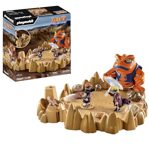 PLAYMOBIL Naruto Shippuden 70667 Naruto vs Pain, Emozionante battaglia con una base a forma di cratere e il rospo gigante Gamakichi, giocattolo per bambini dai 5 anni in su