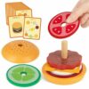 Vanmor Giocattolo Montessoriano in Legno per Impilare L'hamburger per 3+, Gioco Di Finzione Con Il Modello Del Puzzle Dell'hamburger, Strumento Didattico Di Attività Educativa per La Scuola Materna