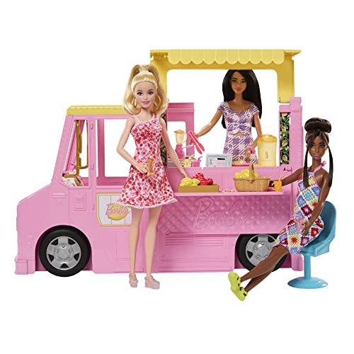 Barbie - Playset Furgoncino della limonata, include veicolo con tettuccio apribile, aree di preparazione e ristoro, cibi e bevande colorati, 25+ accessori, giocattolo per bambini, 3+ anni, HPL71 - immagine 8