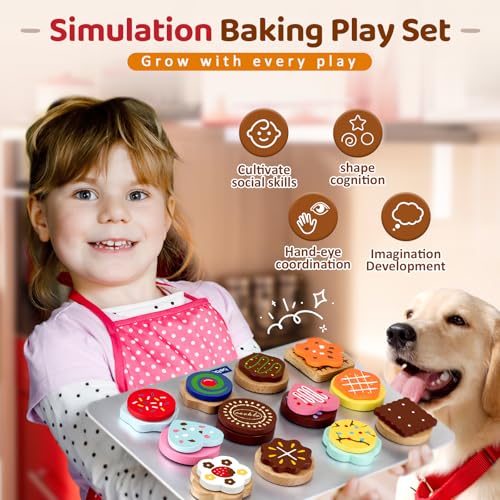 Beberolen Cucina Giocattolo per Bambini Bambino, Giochi Accessori Cibo Cucina, Biscotto Tagliare Legno, Giocattolo Educativo Montessori, Regalo Compleanno Pasqua Halloween Natale Ragazzo Ragazza 3 4+ - immagine 12