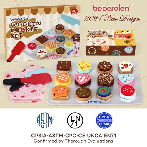 Beberolen Cucina Giocattolo per Bambini Bambino, Giochi Accessori Cibo Cucina, Biscotto Tagliare Legno, Giocattolo Educativo Montessori, Regalo Compleanno Pasqua Halloween Natale Ragazzo Ragazza 3 4+ - immagine 18