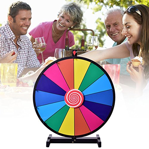 Costway, ruota premio a colori, 14 slot Fortune Roulette Spinning Game con cancellatura a secco, supporto in metallo per feste di carnevale e fiere (Archetto da tavolo) - immagine 3