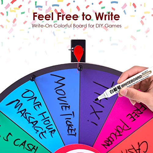 Costway, ruota premio a colori, 14 slot Fortune Roulette Spinning Game con cancellatura a secco, supporto in metallo per feste di carnevale e fiere (Archetto da tavolo) - immagine 8