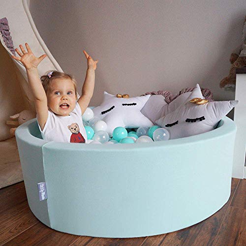 KiddyMoon 200 ∅ 7CM Palline Morbide Colorate Per Piscina Bambini Fatto In EU, Grigio/Bianco/Rosso/Nero - immagine 8
