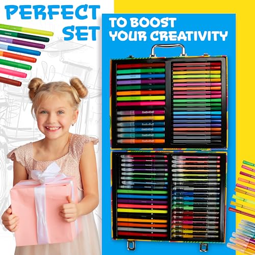 KreativeKraft Set Penne Colorate 70 Pz, Biro Colorate Gel Penne Glitter Pennarelli Valigetta Colori - immagine 4