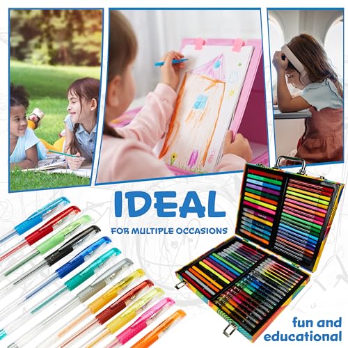KreativeKraft Set Penne Colorate 70 Pz, Biro Colorate Gel Penne Glitter Pennarelli Valigetta Colori - immagine 6