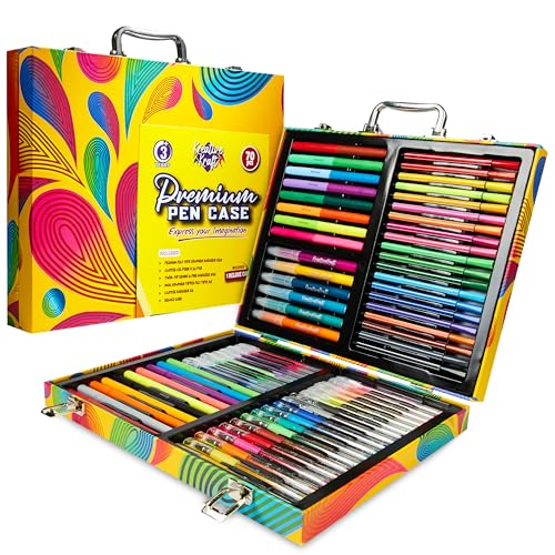 KreativeKraft Set Penne Colorate 70 Pz, Biro Colorate Gel Penne Glitter Pennarelli Valigetta Colori