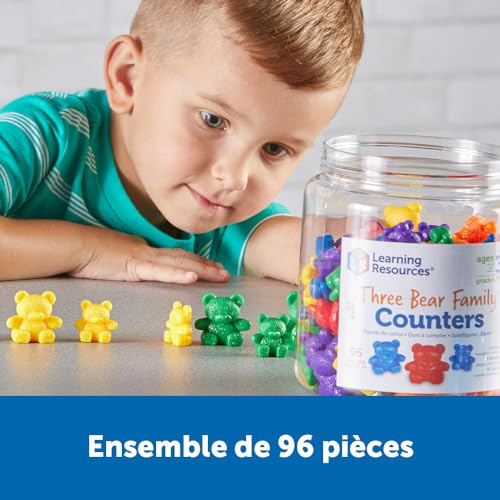 Learning Resources - Set di 96 contatori arcobaleno per famiglia di orsi, set di 96 pezzi, per confrontare dimensioni, peso e colore - immagine 3