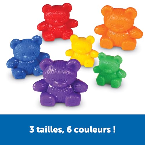 Learning Resources - Set di 96 contatori arcobaleno per famiglia di orsi, set di 96 pezzi, per confrontare dimensioni, peso e colore - immagine 4