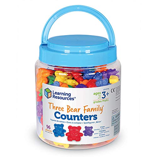 Learning Resources - Set di 96 contatori arcobaleno per famiglia di orsi, set di 96 pezzi, per confrontare dimensioni, peso e colore - immagine 14