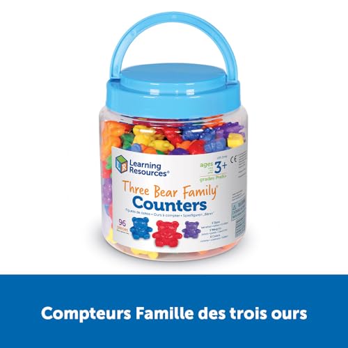 Learning Resources - Set di 96 contatori arcobaleno per famiglia di orsi, set di 96 pezzi, per confrontare dimensioni, peso e colore - immagine 7