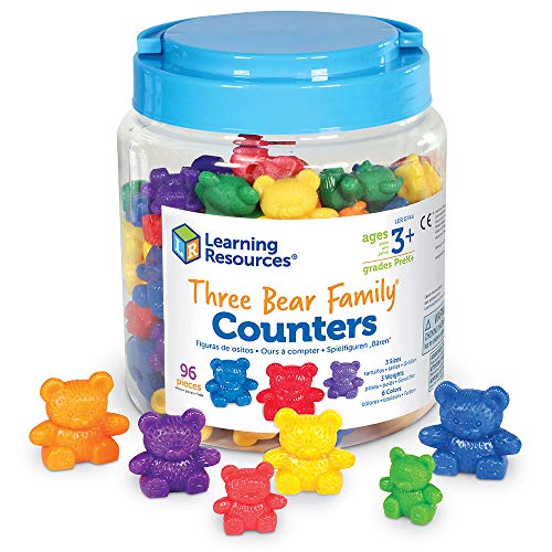 Learning Resources - Set di 96 contatori arcobaleno per famiglia di orsi, set di 96 pezzi, per confrontare dimensioni, peso e colore - immagine 11