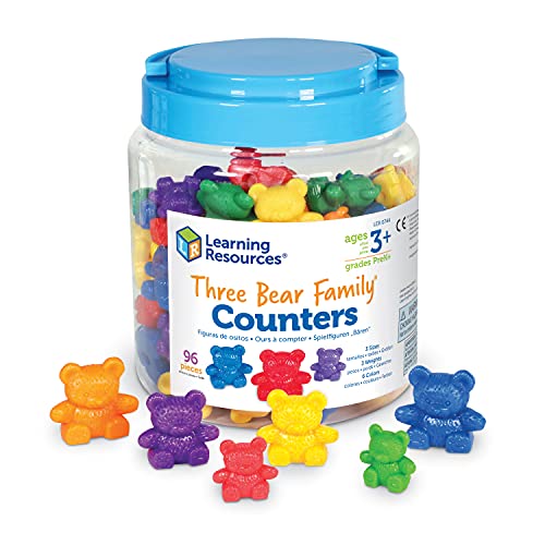 Learning Resources - Set di 96 contatori arcobaleno per famiglia di orsi, set di 96 pezzi, per confrontare dimensioni, peso e colore