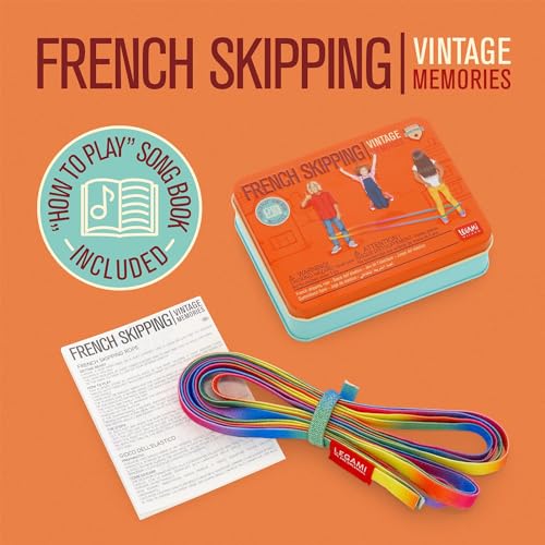 Legami - Gioco dell'Elastico, French Skipping, Gomma Elastica per Bambini, Giochi da Saltare, Vintage Memories, Idea Regalo, Scatola Conserva Corda Inclusa, Corda per Salto - immagine 3