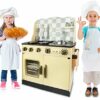 Leomark Cuisine Vintage in legno, giocattolo per bambini, gioco d'imitazione, educazione tavola divertimento, accessori da cucina, dimensioni: 59cm x 30cm x 75cm (LxPxA) - immagine 3
