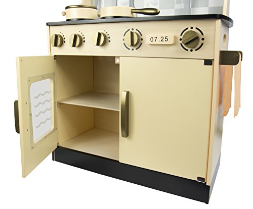 Leomark Cuisine Vintage in legno, giocattolo per bambini, gioco d'imitazione, educazione tavola divertimento, accessori da cucina, dimensioni: 59cm x 30cm x 75cm (LxPxA) - immagine 7