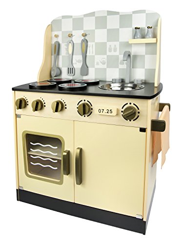 Leomark Cuisine Vintage in legno, giocattolo per bambini, gioco d'imitazione, educazione tavola divertimento, accessori da cucina, dimensioni: 59cm x 30cm x 75cm (LxPxA) - immagine 2