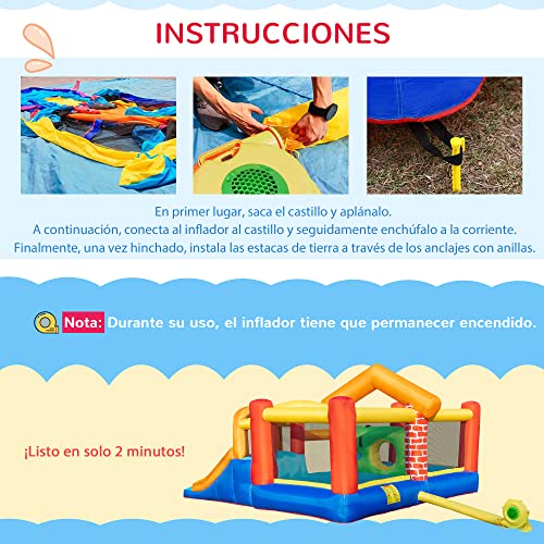 Outsunny Castello gonfiabile con 2 galloni 2 letti da salto e piscina per bambini + 3 anni include gonfiare e borsa per trasporto per interni esterni 380 x 370 x 230 cm multicolore - immagine 5