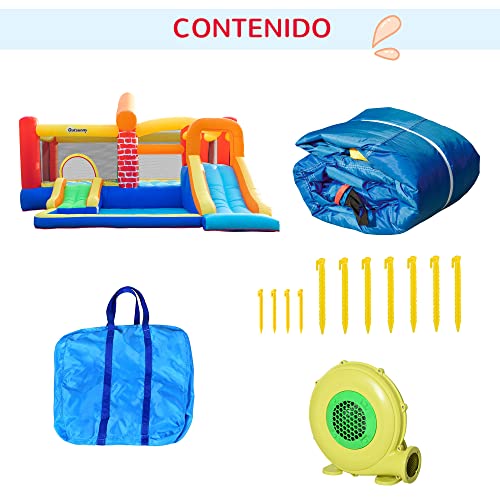 Outsunny Castello gonfiabile con 2 galloni 2 letti da salto e piscina per bambini + 3 anni include gonfiare e borsa per trasporto per interni esterni 380 x 370 x 230 cm multicolore - immagine 9