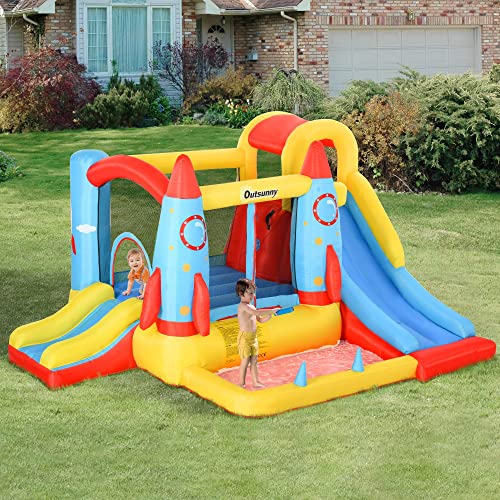 Outsunny Castillo gonfiabile con 2 sedie per bambini + 3 anni con gonfiabile e borsa per il trasporto per interni esterni 330 x 265 x 185 cm multicolore - immagine 3