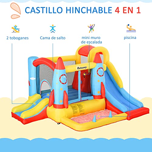 Outsunny Castillo gonfiabile con 2 sedie per bambini + 3 anni con gonfiabile e borsa per il trasporto per interni esterni 330 x 265 x 185 cm multicolore - immagine 4
