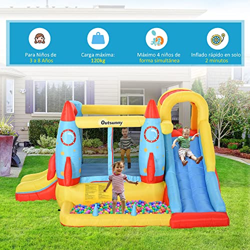 Outsunny Castillo gonfiabile con 2 sedie per bambini + 3 anni con gonfiabile e borsa per il trasporto per interni esterni 330 x 265 x 185 cm multicolore - immagine 5