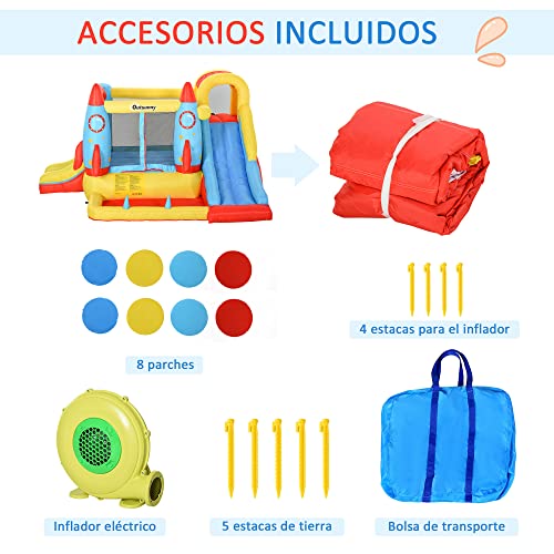 Outsunny Castillo gonfiabile con 2 sedie per bambini + 3 anni con gonfiabile e borsa per il trasporto per interni esterni 330 x 265 x 185 cm multicolore - immagine 8