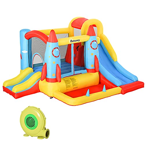 Outsunny Castillo gonfiabile con 2 sedie per bambini + 3 anni con gonfiabile e borsa per il trasporto per interni esterni 330 x 265 x 185 cm multicolore