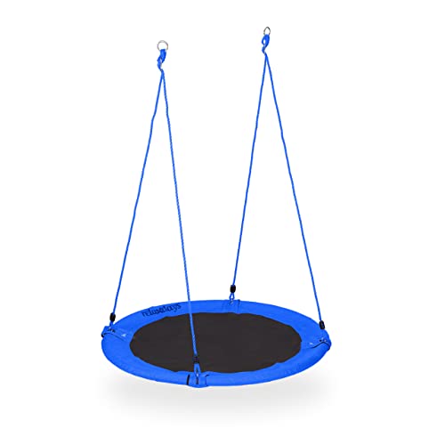 Relaxdays Altalena a Nido d'Ape Ø 110 cm, per Bambini e Adulti, Regolabile in Altezza, Fino a 100 kg, per Esterni, Colori Assortiti