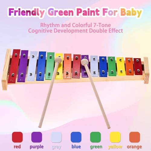 Xilofono Legno, Xilofono Bambini, Glockenspiel Colorato Xilofono Legno, xilofono Strumento Musicale, Colorati Strumento Xilofono, Xilofono in legno a colori con 15 note, per bambini e adulti - immagine 5