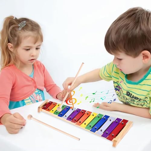 Xilofono Legno, Xilofono Bambini, Glockenspiel Colorato Xilofono Legno, xilofono Strumento Musicale, Colorati Strumento Xilofono, Xilofono in legno a colori con 15 note, per bambini e adulti - immagine 6