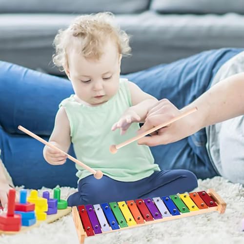 Xilofono Legno, Xilofono Bambini, Glockenspiel Colorato Xilofono Legno, xilofono Strumento Musicale, Colorati Strumento Xilofono, Xilofono in legno a colori con 15 note, per bambini e adulti - immagine 8