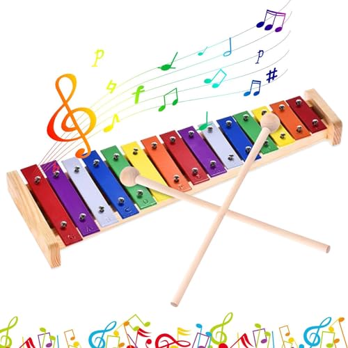 Xilofono Legno, Xilofono Bambini, Glockenspiel Colorato Xilofono Legno, xilofono Strumento Musicale, Colorati Strumento Xilofono, Xilofono in legno a colori con 15 note, per bambini e adulti