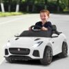 COSTWAY Jaguar Auto elettrica per bambini con storie e musica, clacson e fari, veicolo per bambini da 12 V con telecomando da 2,4 G, auto elettrica da 3 a 5 km/h, per bambini dai 3 anni in su (bianco) - immagine 3
