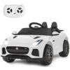 COSTWAY Jaguar Auto elettrica per bambini con storie e musica, clacson e fari, veicolo per bambini da 12 V con telecomando da 2,4 G, auto elettrica da 3 a 5 km/h, per bambini dai 3 anni in su (bianco)