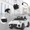 COSTWAY Jaguar Auto elettrica per bambini con storie e musica, clacson e fari, veicolo per bambini da 12 V con telecomando da 2,4 G, auto elettrica da 3 a 5 km/h, per bambini dai 3 anni in su (bianco) - immagine 8