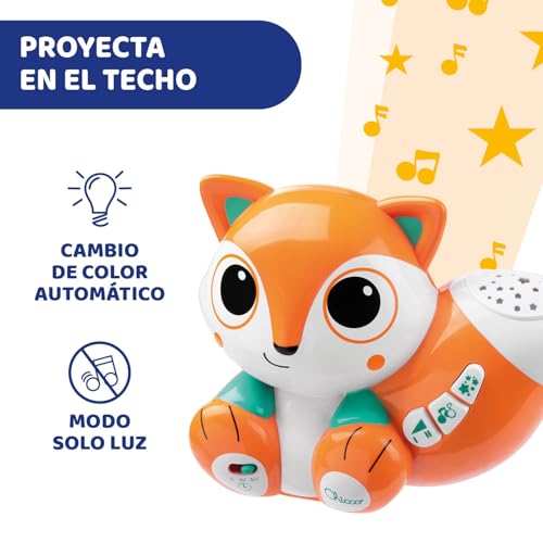 Chicco Proiettore Foxy La Volpe, Simpatico Proiettore Portatile con Melodie Rilassanti e Proiezioni Colorate, Luce Notturna Bambini, 0+ Mesi - immagine 5