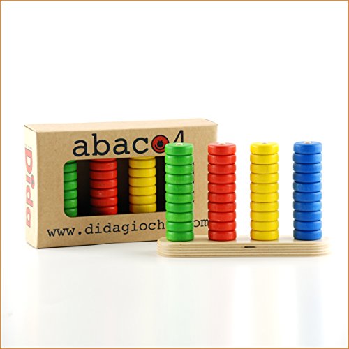 Dida - Abaco Scuola Primaria Verticale a 4 Posizioni - Giochi di Matematica Montessori per Bambini: Strumento Didattico per la Dimostrazione del Cambio