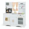 GYMAX Set di Cucina Giocattolo per Bambini, Cucina Giocattolo in Legno con Macchina del Caffè, Fabbricatore di Ghiaccio, Forno a Microonde, Forno, Lavello, Cucina per Bambini dai 3+ Anni