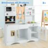 GYMAX Set di Cucina Giocattolo per Bambini, Cucina Giocattolo in Legno con Macchina del Caffè, Fabbricatore di Ghiaccio, Forno a Microonde, Forno, Lavello, Cucina per Bambini dai 3+ Anni - immagine 6