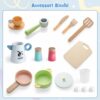 GYMAX Set di Cucina Giocattolo per Bambini, Cucina Giocattolo in Legno con Macchina del Caffè, Fabbricatore di Ghiaccio, Forno a Microonde, Forno, Lavello, Cucina per Bambini dai 3+ Anni - immagine 7