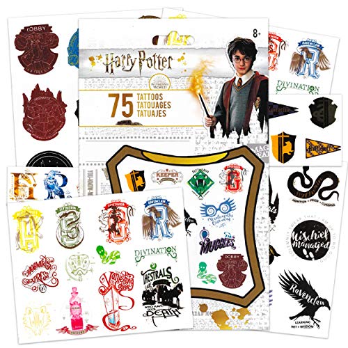 Harry Potter, tatuaggi temporanei per feste per bambini ~ 75 ct Harry Potter tatuaggi temporanei per adulti e ragazzi (accessori per costume di Harry Potter)