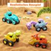 MOONTOY Macchinine per Bambini 1 Anno, Macchinina Bambino Dinosauro, Set di 4 Veicoli da Costruzione con Dinosauri, Macchinine Press & Go per Bambini 12 18 Mesi, Grande Regalo per i Bambini 1 2 3 Anni - immagine 4