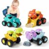 MOONTOY Macchinine per Bambini 1 Anno, Macchinina Bambino Dinosauro, Set di 4 Veicoli da Costruzione con Dinosauri, Macchinine Press & Go per Bambini 12 18 Mesi, Grande Regalo per i Bambini 1 2 3 Anni