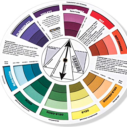 ONE+PLUS, 2 pezzi, colore Wheel, ruota di miscelazione dei colori, ruota dei colori, giradischi a cerchio di colore, per pittura, design e trucco (versione tedesca) - immagine 16