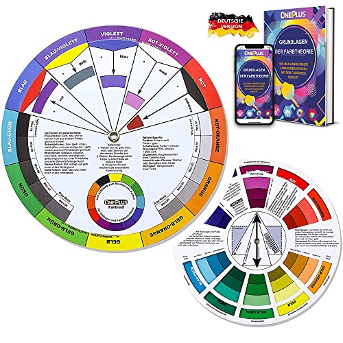 ONE+PLUS, 2 pezzi, colore Wheel, ruota di miscelazione dei colori, ruota dei colori, giradischi a cerchio di colore, per pittura, design e trucco (versione tedesca) - immagine 11