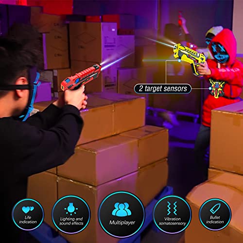 VATOS Pistole Laser Tag Ricaricabili: infrarossi da 0,9 MW Sicuro Bambini 4 Giocatori con Gilet Gioco Adolescenti Adulti Gruppo familiare attività all'aperto al Coperto Giocattolo Divertente età 8+ - immagine 4
