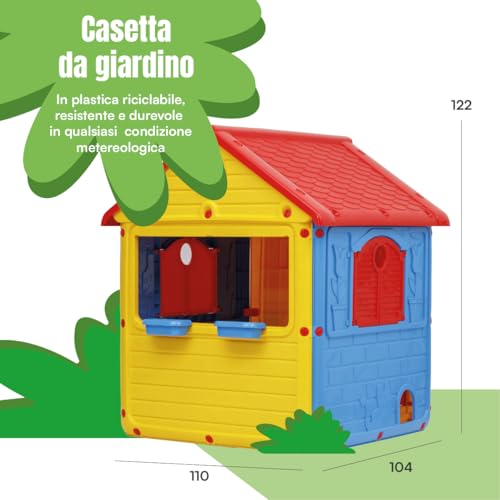 Baroni Toys Casetta da Giardino per Bambini, Casina in Plastica con Porte e Finestre Apribili, Dettagli Curati, adatta a Bambini dai 2 anni in su, 122x104x110 cm - immagine 3