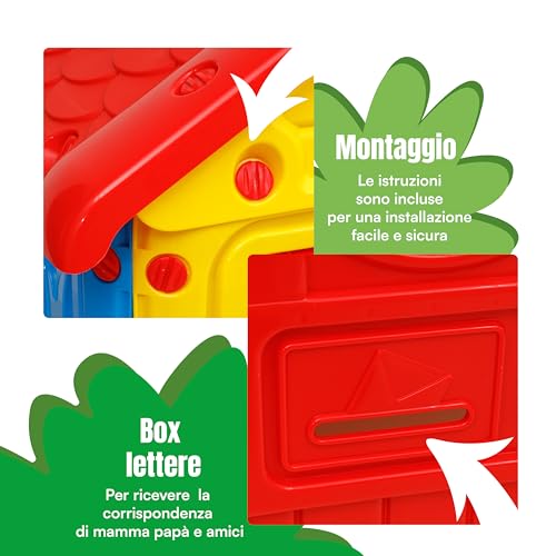 Baroni Toys Casetta da Giardino per Bambini, Casina in Plastica con Porte e Finestre Apribili, Dettagli Curati, adatta a Bambini dai 2 anni in su, 122x104x110 cm - immagine 4